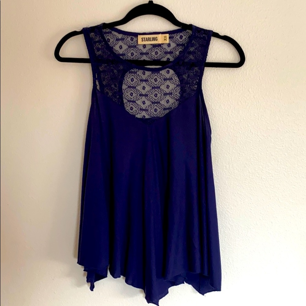 Royal blue lace tank top
